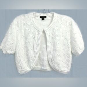 Lafayette 148 White Bolero Cardigan Shrug with Sparkle embellishment